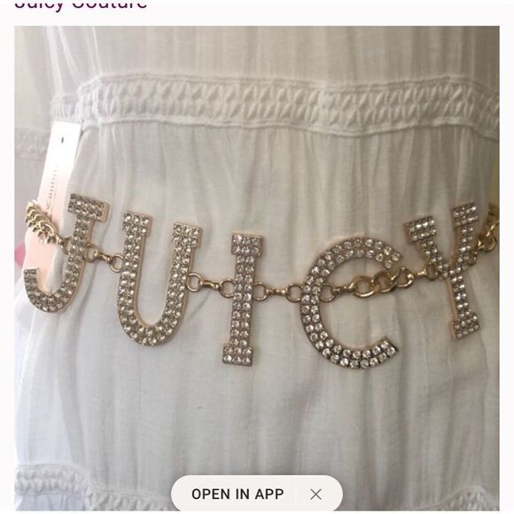 JUICY COUTURE pave logo gold ice CHAIN BELT LARGE/xl extra y2k og glam